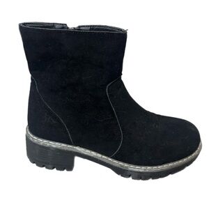Seven7 Bestie Black Suede Ankle Booties with Rugged Sole